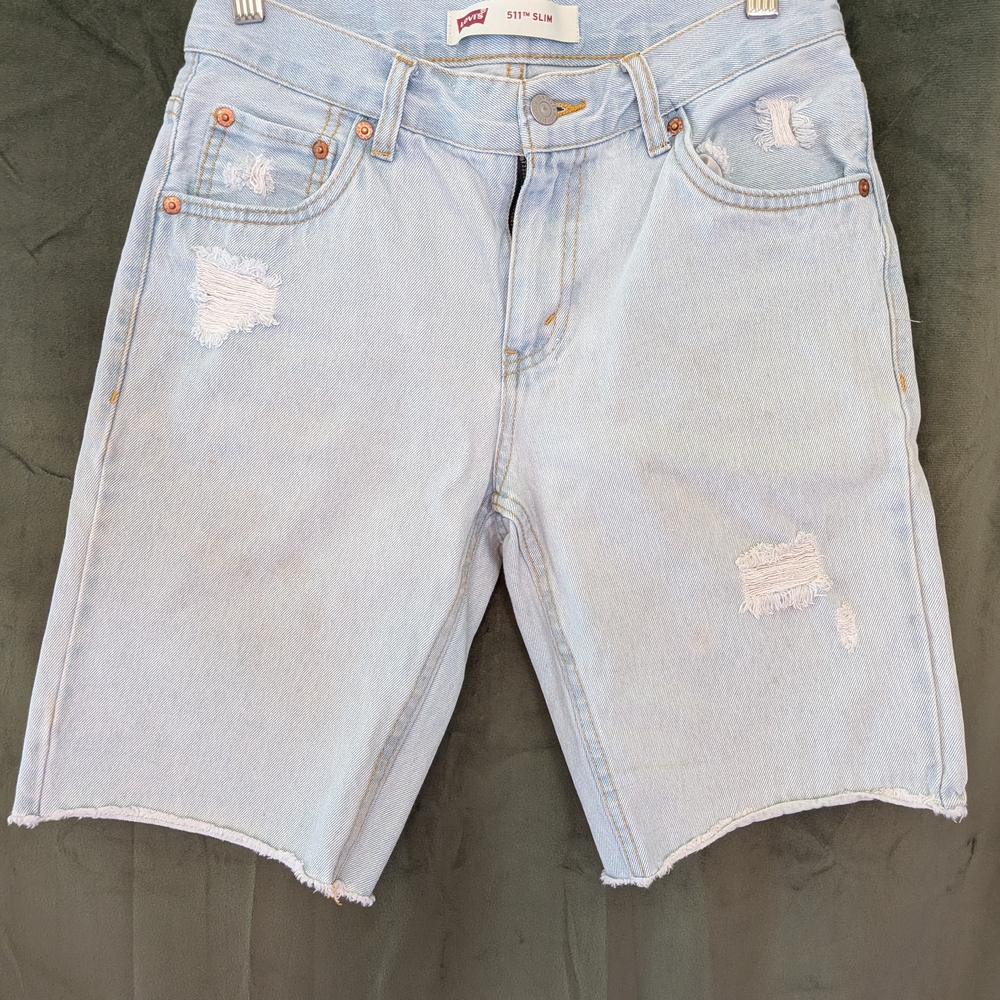 Levi's Light Blue Distressed Denim Shorts